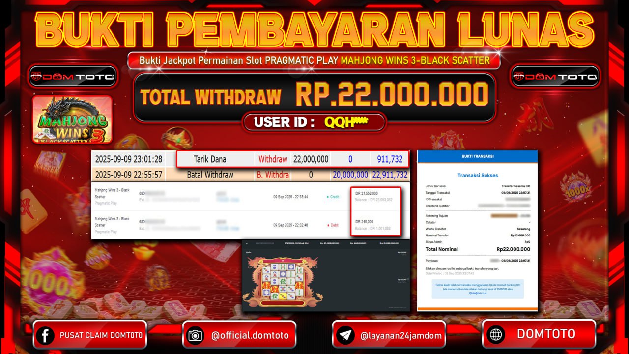 JACKPOT SLOT Mahjong Wins 3 - Black Scatter Pragmatic Play  09 SEPTEMBER 2025